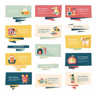 Evde beslenen hayvan düz afiş tasarım arka plan ayarlamak, eps10