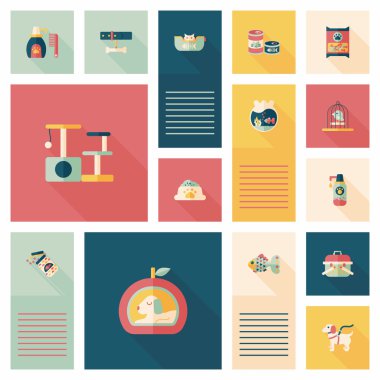 Evde beslenen hayvan UI düz tasarım arka plan ayarlamak, eps10