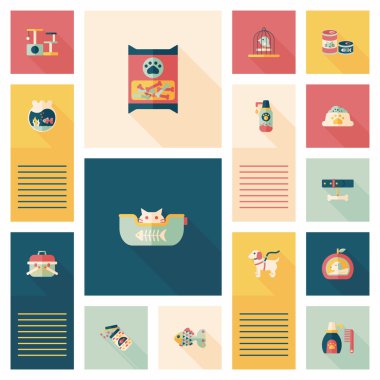 Evde beslenen hayvan UI düz tasarım arka plan ayarlamak, eps10
