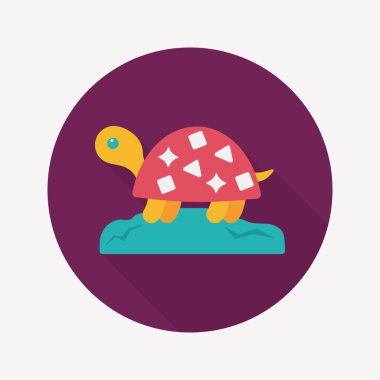 Evde beslenen hayvan kaplumbağa uzun gölge, eps10 düz simgesiyle