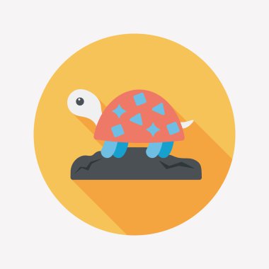 Evde beslenen hayvan kaplumbağa uzun gölge, eps10 düz simgesiyle