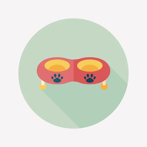 Pet dog bowl flat icon with long shadow, eps10 — стоковый вектор