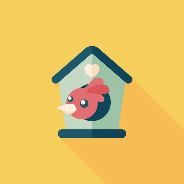 Pet bird house flat icon with long shadow, eps10 — стоковый вектор