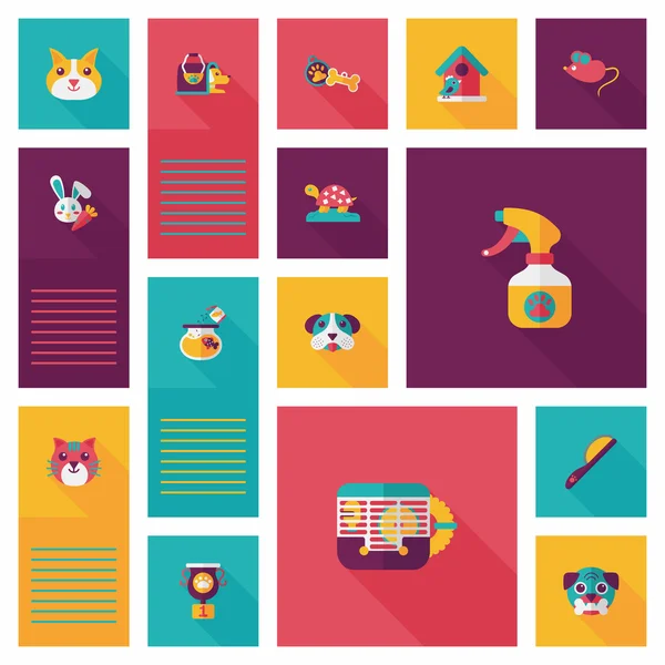 Pet ui flat design background set, eps10 — Stock Vector