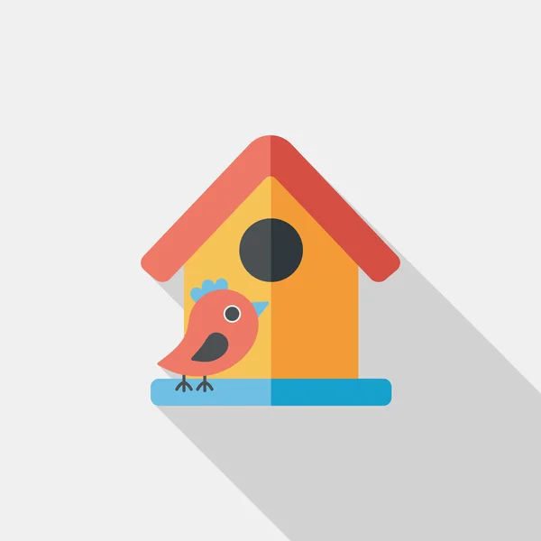 Pet bird house flat icon with long shadow, eps10 — стоковый вектор