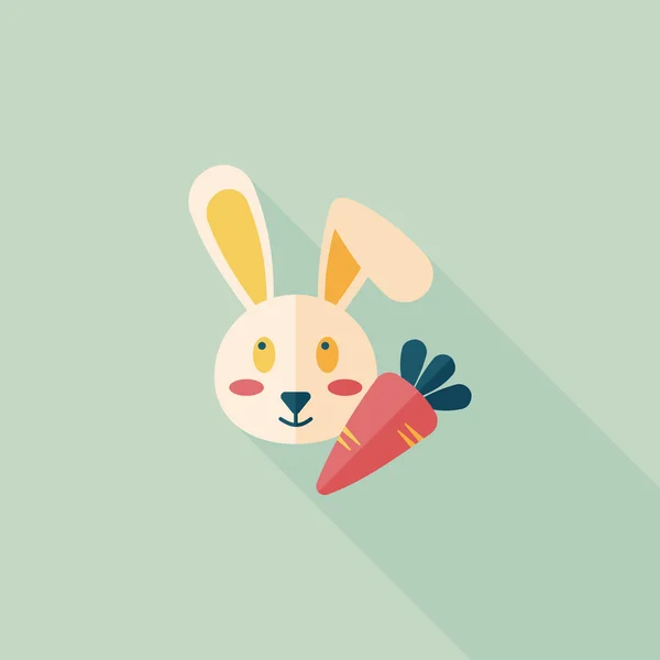 Conejo mascota icono plano con sombra larga, eps10 — Vector de stock