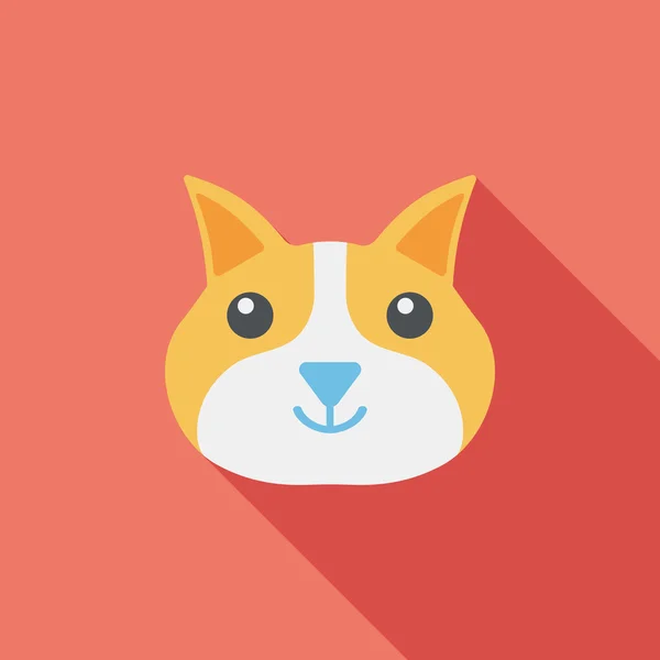 Pet gato ícone plano com sombra longa, eps10 —  Vetores de Stock