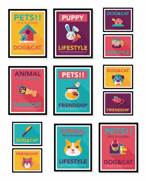 Pet poster flat banner design background set, eps10 Vector Graphics