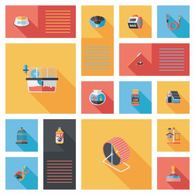 Evde beslenen hayvan UI düz tasarım arka plan ayarlamak, eps10