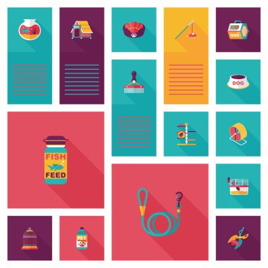 Evde beslenen hayvan UI düz tasarım arka plan ayarlamak, eps10