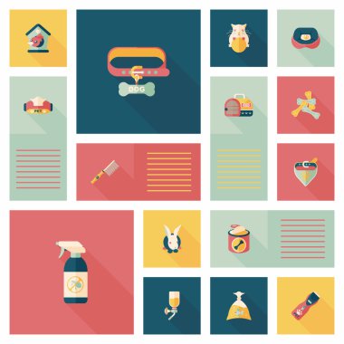 Evde beslenen hayvan UI düz tasarım arka plan ayarlamak, eps10