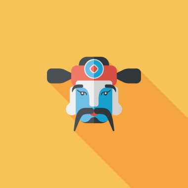 Çin yeni yılı düz simgesi ile uzun gölge, eps10, zenginlik tanrısı