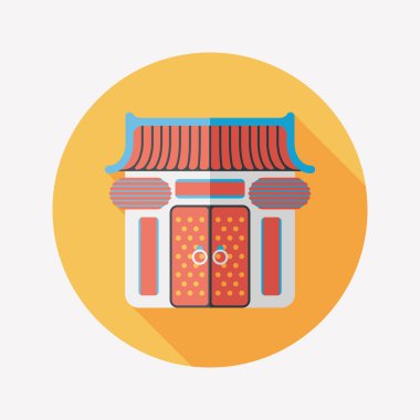 Çin yeni yılı geleneksel Tapınağı uzun gölge, düz simgesiyle e