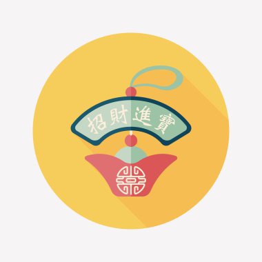 Çin yeni yılı uzun gölge, eps10, Altın külçe düz simgesiyle lu