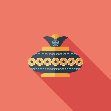 Çin yeni yılı seramik ve porselen uzun shado düz simgesi