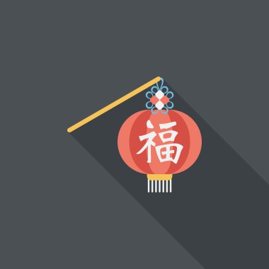 Çin yeni yılı uzun gölge, eps10, Çinli şenlik ile düz simgesi