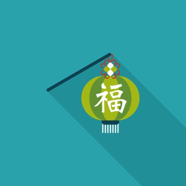 Çin yeni yılı uzun gölge, eps10, Çinli şenlik ile düz simgesi