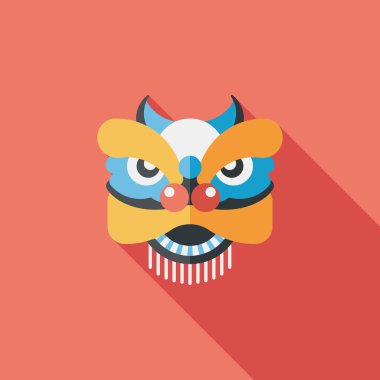 Çin yeni yılı düz simgesi ile uzun gölge, eps10, dragon ve