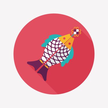 Çin yeni yılı uzun gölge, eps, düz simgesiyle Çince lu balık.