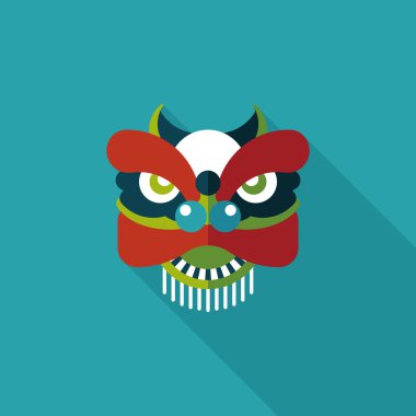 Çin yeni yılı düz simgesi ile uzun gölge, eps10, dragon ve