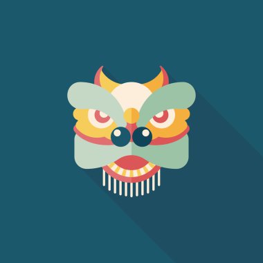 Çin yeni yılı düz simgesi ile uzun gölge, eps10, dragon ve