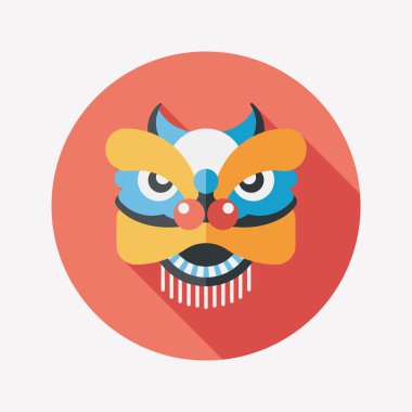 Çin yeni yılı düz simgesi ile uzun gölge, eps10, dragon ve