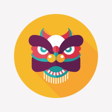 Çin yeni yılı düz simgesi ile uzun gölge, eps10, dragon ve