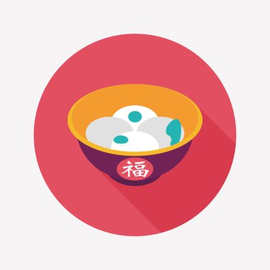 Çin yeni yılı tangyuan düz simgesi ile uzun gölge, eps10