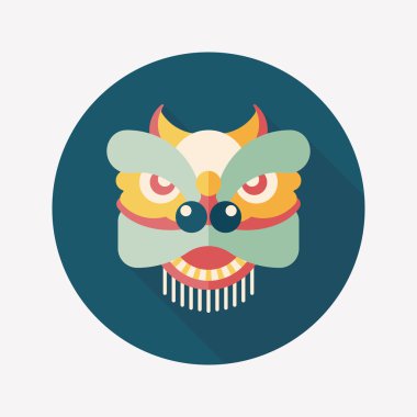 Çin yeni yılı düz simgesi ile uzun gölge, eps10, dragon ve