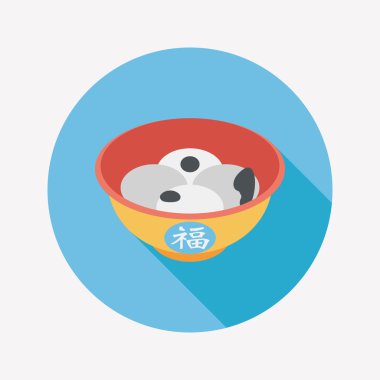 Çin yeni yılı tangyuan düz simgesi ile uzun gölge, eps10