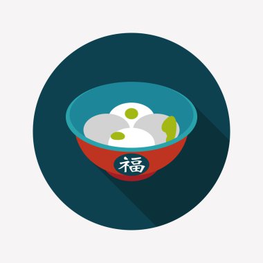 Çin yeni yılı tangyuan düz simgesi ile uzun gölge, eps10