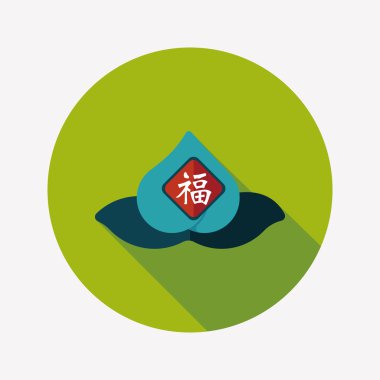 Çin yeni yılı şeftali ile uzun shad ölümsüzlük düz simgesinin