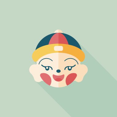 Çin yeni yılı çocuk düz simgesi ile uzun gölge, eps10