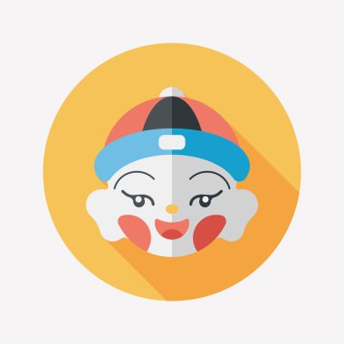 Çin yeni yılı çocuk düz simgesi ile uzun gölge, eps10