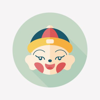 Çin yeni yılı çocuk düz simgesi ile uzun gölge, eps10