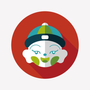 Çin yeni yılı çocuk düz simgesi ile uzun gölge, eps10