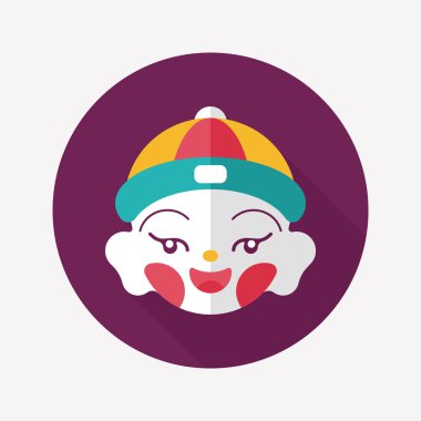 Çin yeni yılı çocuk düz simgesi ile uzun gölge, eps10