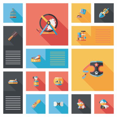 Evde beslenen hayvan UI düz tasarım arka plan ayarlamak, eps10