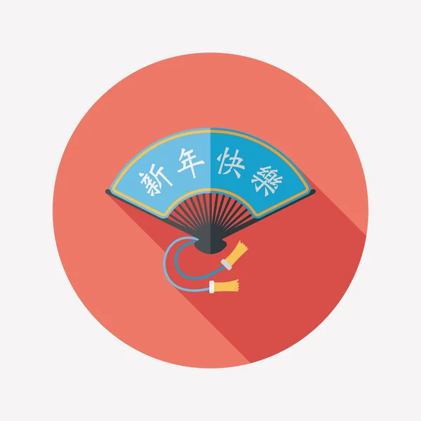 Chinese New Year flat icon with long shadow, eps10, Folding fan w — стоковый вектор