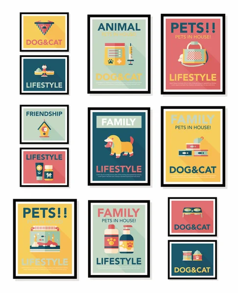 Набор декоративных плакатов для домашних животных, eps10 — стоковый вектор