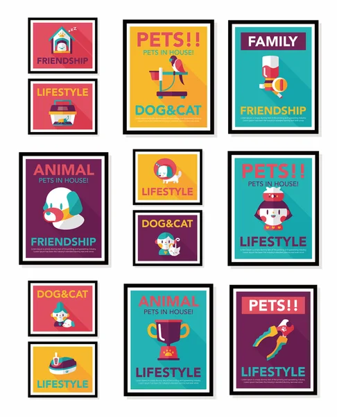 Pet poster flat banner design background set, eps10 Stock Illustration