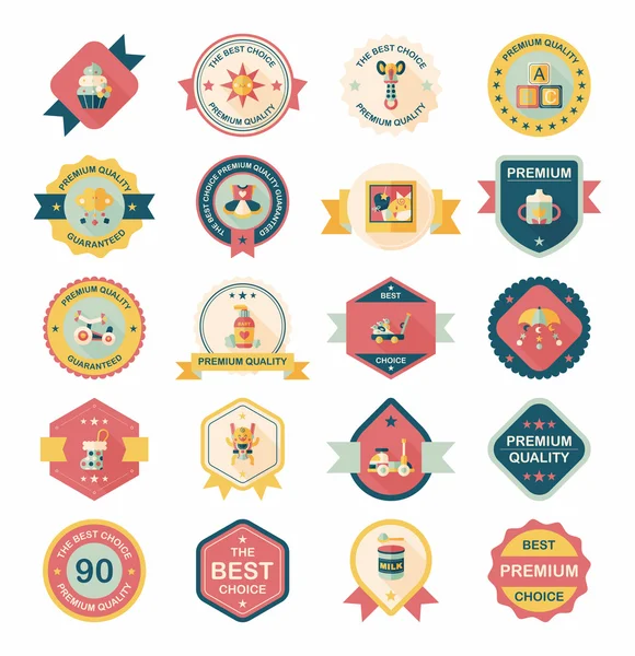 Ensemble de bannière de badge bébé design fond plat, eps10 — Image vectorielle