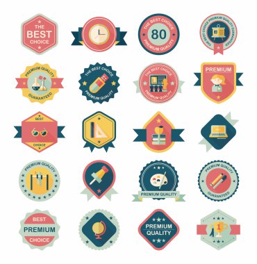 Okul rozet afiş tasarım düz arka plan ayarlamak, eps10