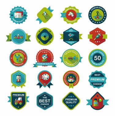 Oyuncak rozet afiş tasarım düz arka plan ayarlamak, eps10