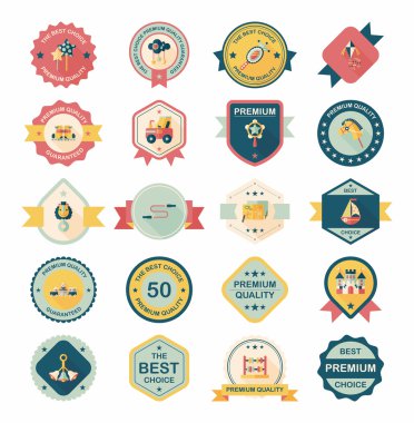 Oyuncak rozet afiş tasarım düz arka plan ayarlamak, eps10