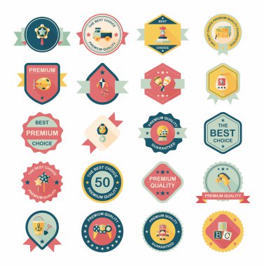 Oyuncak rozet afiş tasarım düz arka plan ayarlamak, eps10