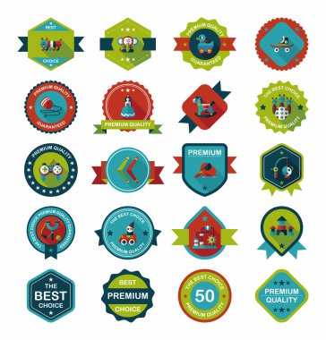 Oyuncak rozet afiş tasarım düz arka plan ayarlamak, eps10