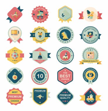 Oyuncak rozet afiş tasarım düz arka plan ayarlamak, eps10