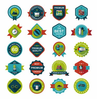 Rozet afiş tasarım düz arka plan ayarlamak, eps10 seyahat