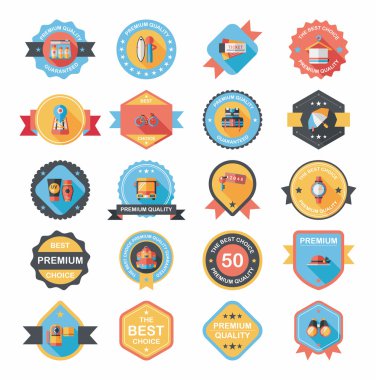 Rozet afiş tasarım düz arka plan ayarlamak, eps10 seyahat